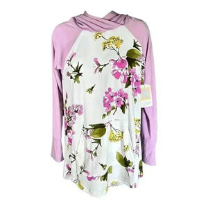 LuLaRoe Amber Hoodie Hooded Sweatshirt Pullover Lavender Multi S Kangaroo Pocket